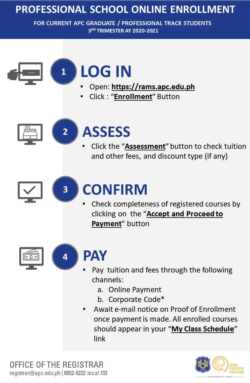 Online Enrollment Flow for Professional School (AY 2020-2021 Term 3) v2