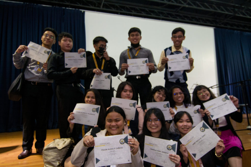 Students from the School of Multimedia and Arts (SoMA) show their certificates of recognition. Photo by Terrence Luigi Matel